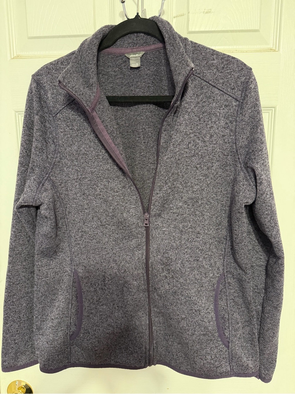 Eddie Bauer Heathered Lavender Full-Zip Teddy Fleece Jacket